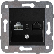 Asseds Store Siyah Data+Nüm CAT5E+CAT3 Mekanizma+Düğme Kapak