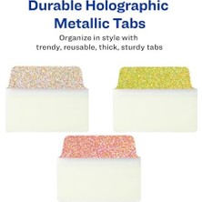 Ecovibe Çok Amaçlı Ultra Sekmeler, 5,08 cm x 3,81 Cm, Holografik Gün Batımı Ombé Renkleri, 18 Yeniden Konumlandırılabilir Sayfa Sekmesi (74148)