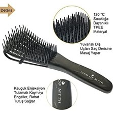 Ecovibe Land Of Myth - LOM1193 Yeni Nesil Dolaşık Saç Açma Tarama Fırçası, Ahtapot Dizayn, Esnek Dişler, Kıvırcık Saç Tarağı (Siyah)