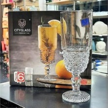 Ecovibe 6'lı Kokteyl Cam Kadeh - 220 ml Içecek Bardakları Kristal Tasarımlı Bardak, Şerbet Meyve Suyu Meşrubat Içki Bardağı