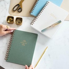 Ecovibe A5 Spiralli Sert Kapak Kareli Tarihsiz Not Defteri Yeşil