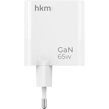 Ecovibe Gan Multı 65W Usb-A ve 2*type-C Üç Portlu Hızlı Şarj Aleti, Güç Adaptörü, Beyaz