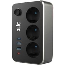 Ecovibe Termal Akım Korumalı 3'lü Priz ve USB Şarj Istasyonu 2 Usb, 1 Type-C