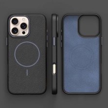 Ecovibe 13 ile Uyumlu Deri Görünmlü 2,5mm Kamera Koruma Çıkıntı Koruma Cowboy Magsafe ile Uyumlu Iç Kadife Yüzeyli Silikon Kılıf