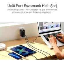 Ecovibe 140W Şarj Adaptör Telefon Laptop Destekli 3 Type-C + 1 USB 140W Gan Turbo Hızlı Şarj