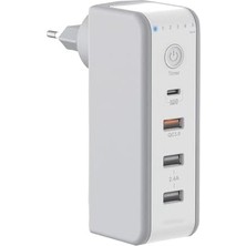 Ecovibe 30 Watt PD18W Zaman Ayarlı USB Çıkışlı Priz 180 Derece Döndürülebilir Fiş Qc3.0 2.4A USB Çıkışlı M8J301TE