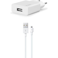 Ecovibe Smartcharger Seyahat Şarj Aleti, 2.1A ve Micro Usb, 120CM Kablolu, Beyaz