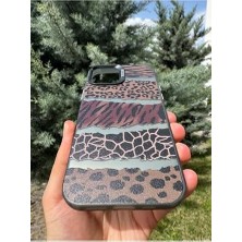Ecovibe 14 Plus ile Uyumlu Kılıf Leopar Desenli Kahverengi Çizgili Metalik Hassas Tuş Butonlu Kamera Kenarları Yükseltilmiş Çıkıntılı Korumalı Arka Kapak