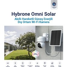 Ecovibe Omni Solar Dış Ortam Bataryalı ve Güneş Enerjili Wi-Fi Akıllı Kamera, Renkli Gece Görüşü, 360 Derece Görüntüleme, Insan Algılama, Siren