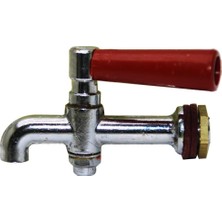 Ecovibe Ms Büyük Erkek Krom Gövde Sarı - Kırmızı Kol Piknik Semaver Musluk (5122)