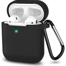 Ecovibe Airpods 2.nesil Kılıf, Tam Koruyucu Özellikli Yumuşak Silikon Airpods Aksesuar Kılıf ile Uyumlu Airpods,kadın Erkek, Anahtarlıklı Kablosuz ve Kablolu Şarj Özellikli Kılıfı, Siyah
