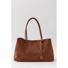 Paul Brand Hazel Yumuşak Süet Dokulu Büyük Boy Geniş Hacimli Kadın Tote Omuz Çantası