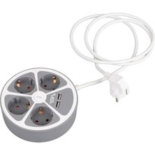 Ecovibe 4 Priz, 2 Usb’li, Anahtarlı, 1.5 Metre, 3680 Watt, 16 Amper Grup Priz