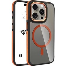 Ecovibe Magsafe ile Uyumlu Askeri Sınıfta Koruma Sararma Önleyici Çizilmeye Dirençli Sırt Manyetik Telefon Kılıfı (Turuncu, 14 Pro)