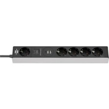 Ecovibe 4 +1 Soketli 2 USB Li 1 Type-C Grişli 1,5 Metre Kablolu Priz