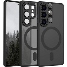 Ecovibe Için Kılıf Kamera Korumalı Mag-Safe Şarj Özellikli Mat Şeffaf Renkli Kılıf (Siyah, Galaxy A36)