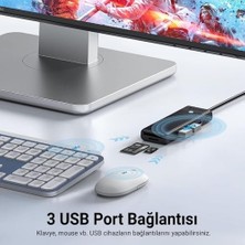 Ecovibe Type-C To 3.0 Tf Sd Kart Okuyucu 3 Portlu USB 3.0 Çoklayıcı Adaptör Siyah