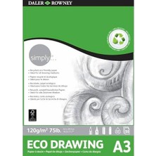 Ecovibe Yapıştırılmış Çizim Bloğu, Daler Rowney Simply Için Ideal, Format 29,7 x 42 Cm, 120 G/m² Ince Tanecikli 50 Yaprak Kağıt