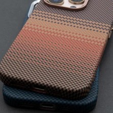 Ecovibe 13 ile Uyumlu Manyetik Destekli Magsafe ile Uyumlu Koruma Kılıfı Karbon Dokulu Kaymaz Tam Oturan Esnek Tasarım, Kablosuz Şarj ile Uyumlu Glamour Telefon Kapağı Bluish