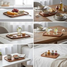Ecovibe Akasya Ahşap Servis Tepsisi ve Sunumluk (33X24 Cm) | Doğal Akasya Ağacı Kahvaltı, Peynir, Şarküteri ve Ikram Tabağı | Kenarlı Ahşap Tepsi