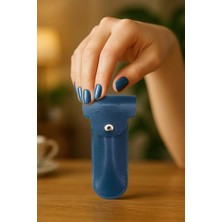 Ecovibe Tıraş Bıçağı Seyahat Kılıfı, Çift Taraflı Deri Koruma, Çıtçıt Kapaklı Emniyetli Taşıma (Mavi)
