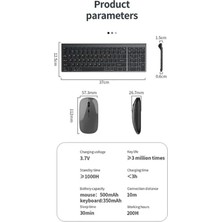 Ecovibe Onezero Kablosuz Türkçe Klavye Mouse Set Şarjlı Klavye Mouse 2.4g USB Dongle ve Bluetooth Bağlantılı Ergonomik Tasarım Kablosuz Keyboard Fare Titanyum Renk ZR609
