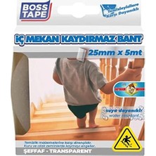 Ecovibe Boss Güvenli Yüzey Zemin Kaydirmaz Bant, 25 mm x 5 M, Seffaf