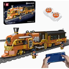 Mould King Steampunk Tren ve Raylı Sistem Yapım Seti 1954 Parça Uzaktan Kumandalı Model