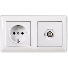 Ecovibe Visage Beyaz 2'li Set Topraklı Priz ve Telefon Nümeris Cat3 Set