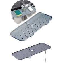 Ecovibe Musluk Emici Mat, Silikon Katlanabilir Musluk Sıçrama Koruması Lavabo Damlama Matı Su Tutucu Lavabo Matı Kurutma Matı Mutfak ve Banyo Için Lavabo Aksesuarları (Gri)