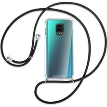 Ecovibe 9 Pro ile Uyumlu Kılıf Boyun Omuz Askılı Ipli Anti Şok Köşe Korumalı Şeffaf Silikon Siyah Ipli