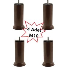 Ecovibe Mobilya Kanepe Koltuk Çekyat Yükseltme Ayağı Kalın Diş M10 Kahverengi Plastik 15 cm 4 Adet