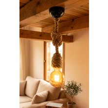 Home Art Paris Rustik Halat Sarkıt Avize - 70 cm Bükülebilir Düğümlenebilir Jüt Halat Lamba (Ampul Gönderilmez )