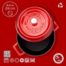 Ecovibe Döküm Yuvarlak Tencere, Trendy, 24 Cm, 4.49 L Hacim, Kırmızı