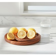 Ecovibe 2'li Doğal Akasya Ahşap Yuvarlak Servis Tabağı ve Çerezlik Seti – 12 cm ve 15 cm Kahvaltılık, Sosluk ve Sunum Kasesi (Ikili Takım)