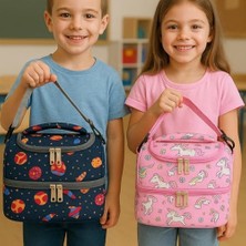 Bistopia Beslenme Çantası Termoslu Kız Erkek Çocuk Okul Yemek Termal Çanta Anaokulu 2 Bölmeli Isı Yalıtımlı (Pembe)