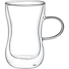 Bistopia Vetro Borosilikat Çift Camlı Kulplu Çay Bardağı 150ML (2AD)