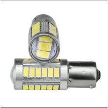 P21W 33 LED Beyaz Mercekli Geri Vites, Sinyal ve Stop Ampul Seti, 2 Adet