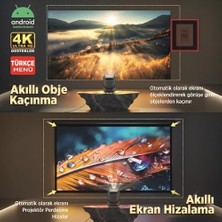 Ecovibe H300A Tv 4K Destekli Projeksiyon Cihazı +Auto Focus+Auto Keystone 6g Wi-Fi+5.2 Bluetooth 240 Inç Yansıtma+Hifi Dolby Ses Sistemi Koyu Gri