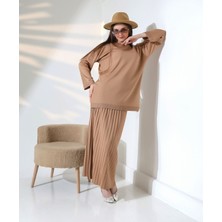 Molly Nelly Kadın Uzun Piliseli Etek Bluz Günlük Triko Takım