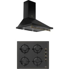 Esty Siyah Rustik Ankastre Set Ocak-Davlumbaz (Vintage Serisi )