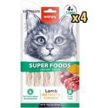Wanpy Superfood Kuzulu - Pancar - Zerdeçallı  Krema Kedi Ödülü 5×14 gr x 4 Adet