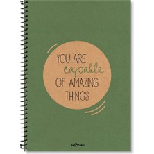 Ecovibe Lé 2015075/3 Eco Sert Kapaklı, Spiralli, Sarı Kağıtlı, 200 Sayfa Yeşıl