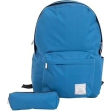 Bistopia Hsr Ortopedik Su Geçirmez Leptop Bölmeli Hafif Günlük ve Okul Sırt Çantası ve Kalemlik (Mavi)