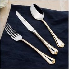 Bistopia Nehir Fulya Altın Sade 12 Kişilik 60 Parça Çatal Kaşık Takımı