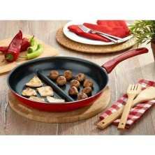 Daders Home Redio 30 cm Cingöz Çift Bölmeli Tava, Kırmızı