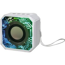 Bistopia 800 Mah Kablosuz 5.2 Ledli Taşınabilir Bluetooth Hoparlör Beyaz Bts-86