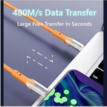 Daders Home Geliştirilmiş Dayanıklılık ve Estetik, Akıllı Telefonlar Için Hızlı Şarj Kablosu, 60W 480MB/S Veri Aktarımı, Saf Bakır Tel, Anti-Kırılma Özellikli (Usb Tip C)