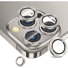 Bistopia 15 Pro/ 15 Promax Kamera Camı Lens Koruyucu Halka Set - Light Gray Gümüş Renk