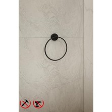 Daders Home Banyo Siyah Yuvarlak Havlu Kağıdı Asacağı Yuvarlak Havluluk - Delmeye Son Ister Yapıştır Ister Montajla